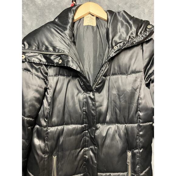 Old Navy Puffer Coat Woman’s Sz L Tall Black Gloss Quilted Outdoor Made In 2011 - Picture 12 of 13